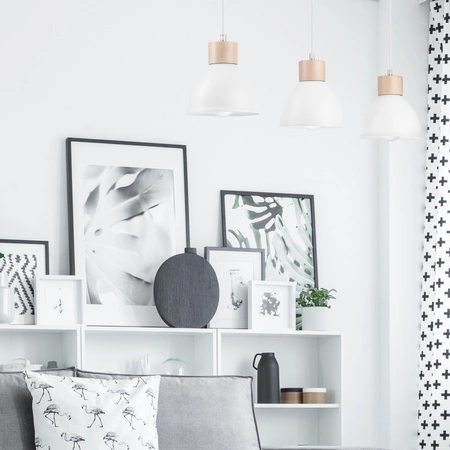 NICO Hängeleuchte 3xE27 Weiß aus Holz LM-3.143 Lamkur