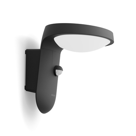 Solar-Gartenlampe LED-Wandleuchte TYLA IR 1,2W 3000K IP44 mit Bewegungs- und Dämmerungssensor Anthrazit PHILIPS