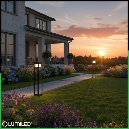 LED 12W 3000K 80cm Schwarz QUERCUS LUMILED Outdoor Standing Post Gartenlampe