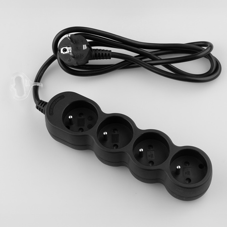 Netzverlängerungskabel Geerdete Steckdosenleiste 4 Steckdosen 1.5m Schwarzes Kabel Lendo Lumiled