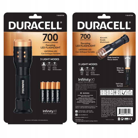 Aluminium-LED-Taschenlampe handlich leistungsstarke taktische Batterie 4 x AA 700lm 3 Modi DURACELL