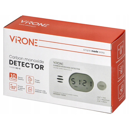 Kohlenmonoxid-Detektor mit Thermometer und Luftfeuchtigkeitssensor Batteriebetrieben