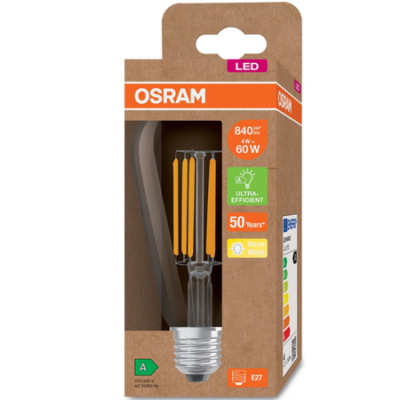 LED Lampe E27 ST64 CL 4W = 60W 840lm 3000K Warm 360° Glühfaden OSRAM ULTRA EFFICIENT