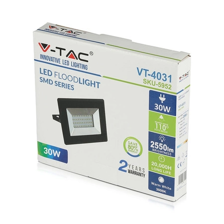 LED Fluter 30W 2550lm 4000K IP65 Schwarz SMD VT-4031B V-TAC