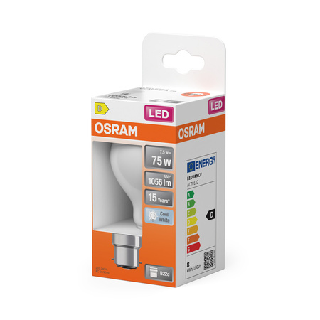 LED-Glühbirne A60 B22d 7.5W = 75W 1055lm 4000K Neutral 300° Retrofit Glühfaden CLASSIC Osram