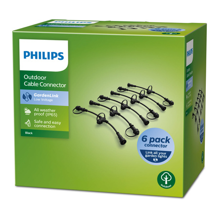 Anschlüsse für Niederspannungslampen CONNECTOR GardenLink 12V IP65 6 Stück 28cm Schwarz PHILIPS