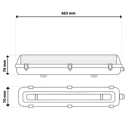 LED Druckfeste Leuchte 60cm T8 G13 IP65 HERSO Lumiled