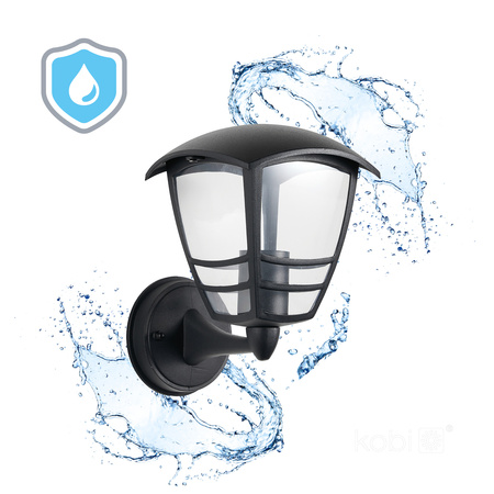 Außen E27 Außenwandleuchte IP54 Schwarz Tevio Kobi