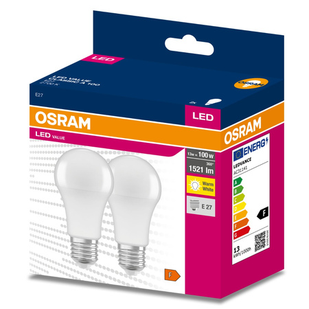 2x LED Lampen E27 A60 13W = 100W 1521lm 2700K Wärme 200° OSRAM VALUE