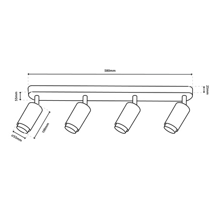 Reflektor-Deckenleuchte 4x GU10 ELIGIS Schwarz LUMILED