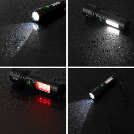 Wiederaufladbare taktische LED-Taschenlampe 5W 260lm Handheld Power + SMD VA0184 VAYOX