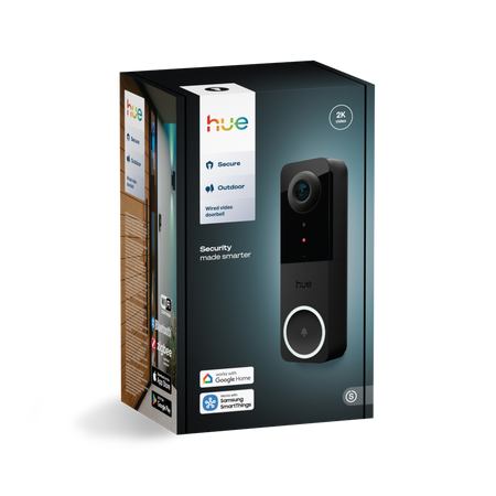 Smart Video Türklingel mit 2K QHD 1440p CMOS Kamera Schwarz SMART Zigbee WiFi Türklingel Sicher Philips HUE