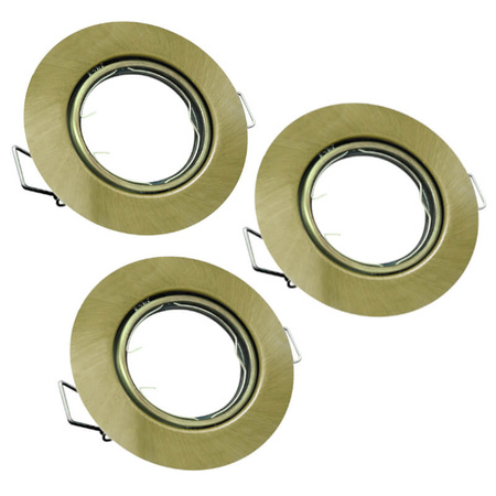 Set mit 3 x OPIN GOLDLUX (Polux) beweglicher Halogenlampe rund Metall Patina MR16 GU10