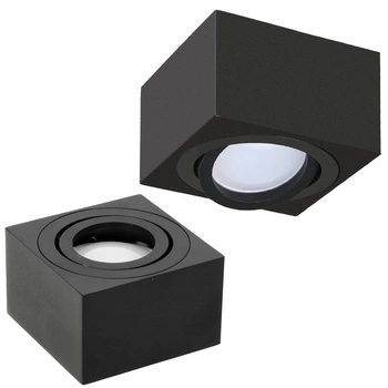 Aufbaumontierte HALOGEN SPOT 50 mm schwarze quadratische bewegliche Leuchte OH37S Kobi