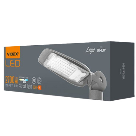 LED-Straßenlampe 30W 2700lm 5000K Neutral 130° 0.14A Grau VIDEX