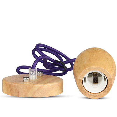 Hängeleuchte E27 Holzschirm mit lila Kabel VT-7778 V-TAC