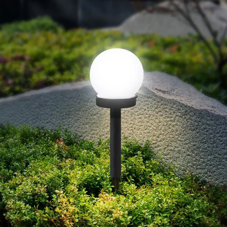 Solar-LED-Lampe, Solar Gartenleuchte 10cm Kugelleuchte Weiße ATRIS LUMILED