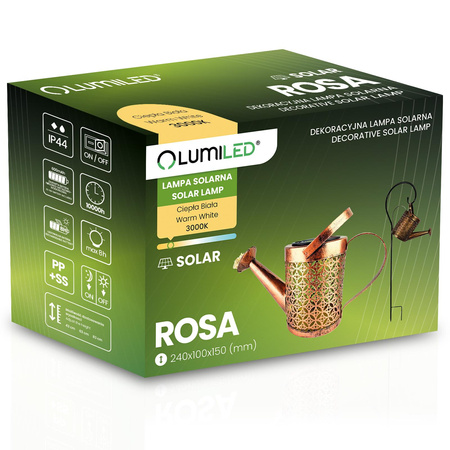 LED Solar-Gartenleuchte ROSA Kupfer IP44 3000K LUMILED