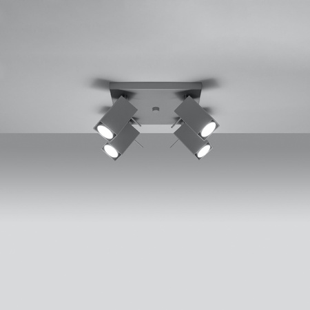 MERIDA 4xGU10 Reflektor Halogenstrahler Beweglich Quadratisch 25x25 Grau SOLLUX