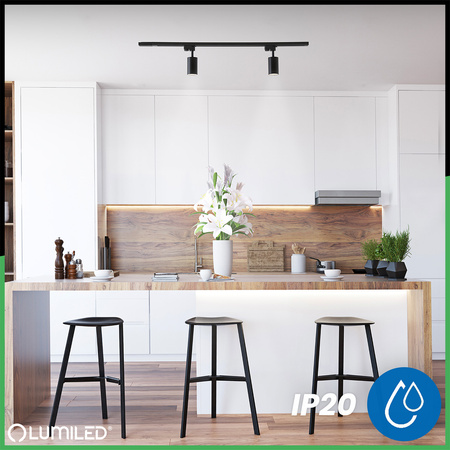 1m Stromschiene + 2x Schienenstrahler GU10 Schwarz SAGI LUMILED