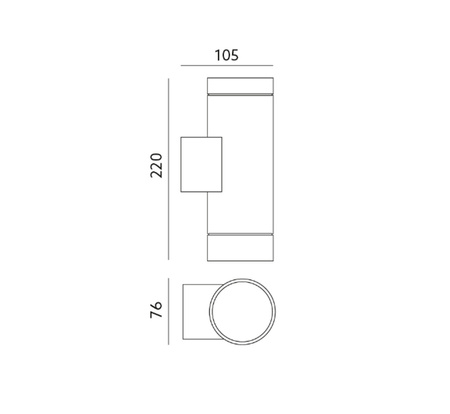 Gartenfassadenleuchte oben und unten LED QUAZAR 10 GU10 IP44 KOBI ALUMINIUM CHROM