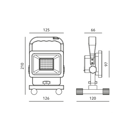 LED-Flutlicht für den Außenbereich Batterie 20W 1600lm 4000K Neutral 2 Betriebsarten IP54 Tigra Kobi