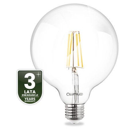 3x LED-Lampe E27 Sphere G125 7W = 60W 806lm 3000K Warm 360° FILAMENT LUMILED
