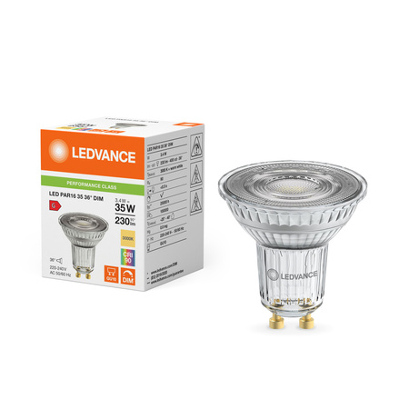 LED Lampen PAR16 GU10 3.4W = 35W 230lm 3000K Warmweiß 36° DIMMABLE LEDVANCE