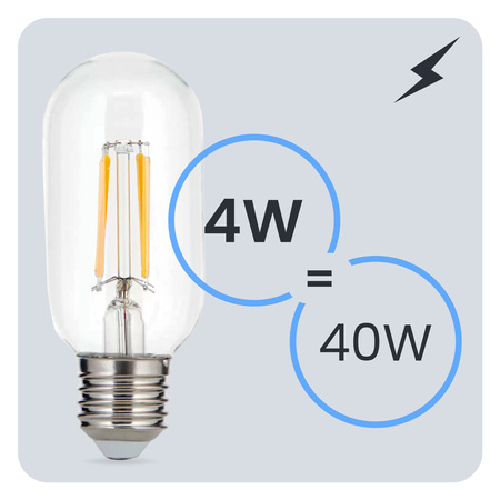 6x LED-Lampe E27 T45 FILAMENT 4W = 40W 470LM 3000K warmweiß 360° Dekorativ LUMILED