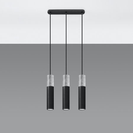 BORGIO 3L 3xGU10 Loft Pendelleuchte Schwarz Grau SOLLUX