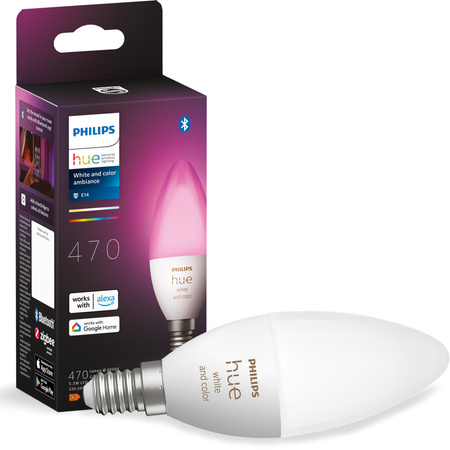 LED Kerze E14 B39 5.3W CCT RGB PHILIPS HUE Weiß & COLOR Ambiente Bluetooth Zigbee Glühbirne