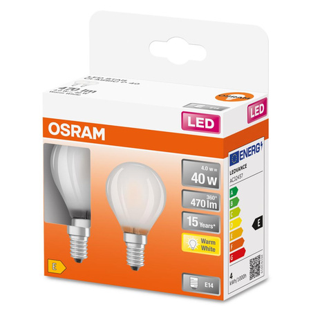 2x LED Lampen E14 P45 4W = 40W 470lm 2700K Warm 300° OSRAM Star