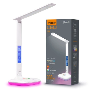 NAIROBI VIDEX LED-Schreibtischlampe dimmbar 7,5 W 3000 K – 5500 K RGB-Touch-Weiß