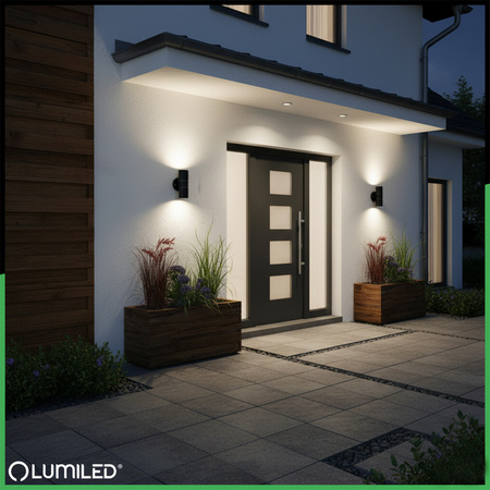 Wandleuchte Außen GU10, Garten-Wandleuchte IP44 nach oben und unten Schwarz ZINNA LUMILED