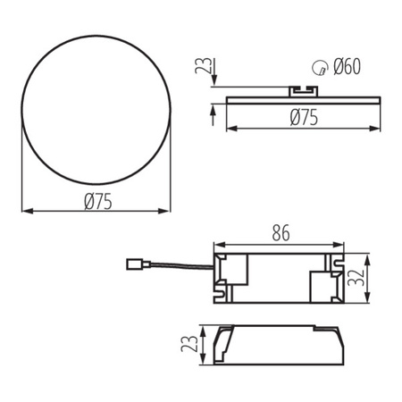 Bündige weiße AREL LED 6W 450lm 4000K Neutral Kanlux Leuchte