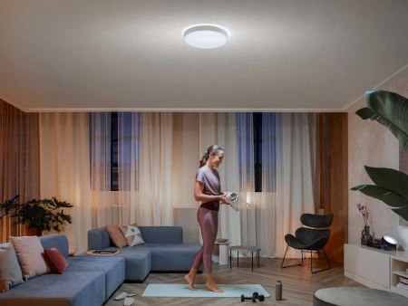 LED Plafond Deckenleuchte Enrave Weiß 33.5W 42.5cm CCT PHILIPS HUE Bluetooth + Dimmschalter