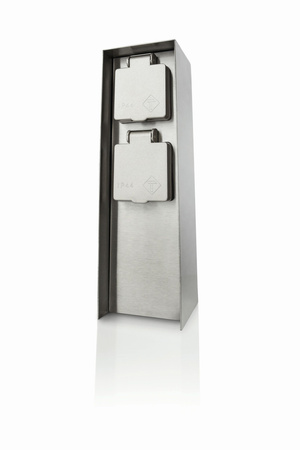 Elektrischer Gartenmast ROCK 2x Steckdose 230V IP44 Silber PHILIPS