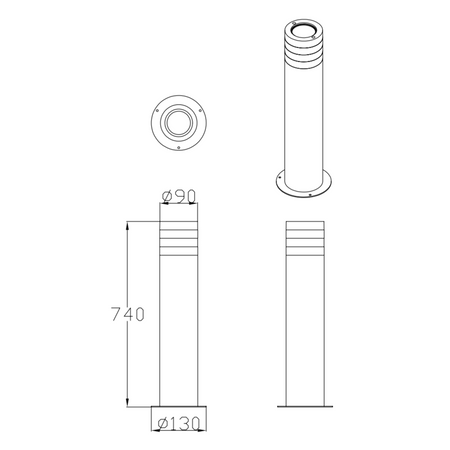 E27 Schwarz IP54 Rino Sanico Goldlux Standing Post Gartenlampe