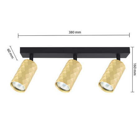 Spot Tuba Reflektor Halogen Deckenleuchte 3x GU10 Moving Black Gold Glamour Masterled