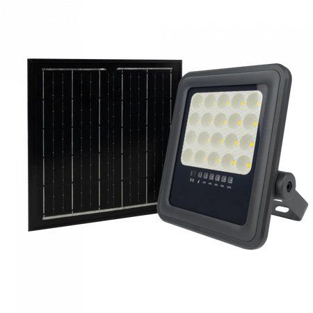 LED-Flutlicht Solar Reflektor 50W 900lm 4000lm Neutral IP65 mit Dämmerungssensor + Ecolight Fernbedienung
