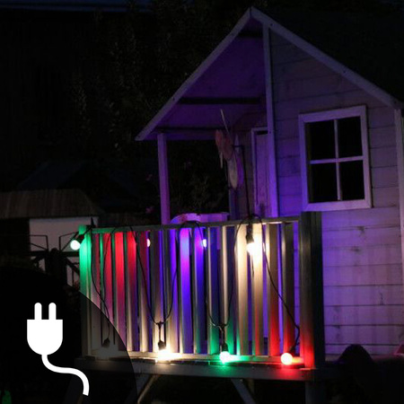 Outdoor Garten Girlande Lichterkette PARTY 5,6m 10xE27 bunt RGB 6W GOLDLUX (Polux)