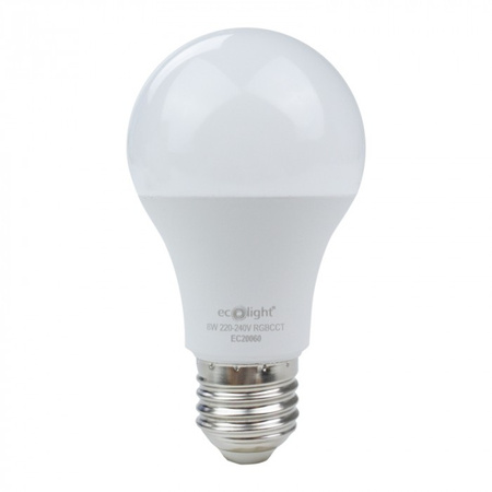 LED-Glühbirne A60 E27 8W 800lm Multicolour RGB + CCT Dimmbar Pilot Ecolight