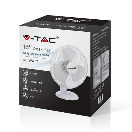Tischventilator 40W 3 Arme 40 cm Weiß VT-4017-3 V-TAC