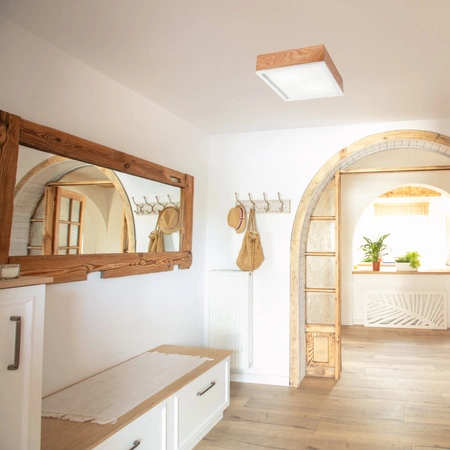 Plafond LED-Deckenleuchte SANTIAGO 2xE27 Quadratisch Eiche LD-PD-9.4 Lamkur