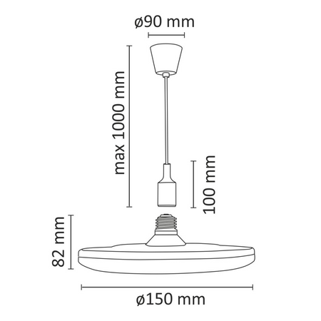 Hängende Deckenleuchte KIKI 1xE27 10W SCHWARZ 3000K GOLDLUX (Polux)