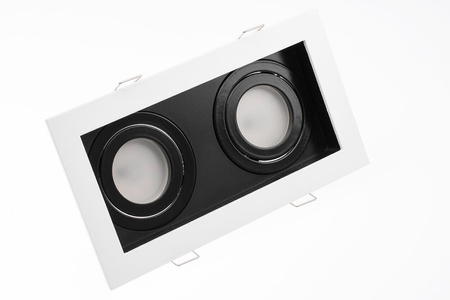 Einbaustrahler 2x GU10, Einbauspot HALOGEN Quadrat beweglich Weiß GEMINUS LUMILED