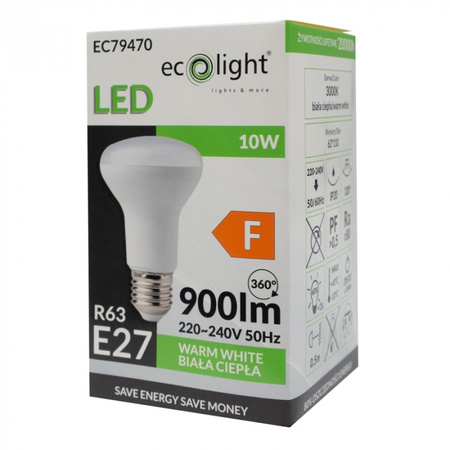 LED-Reflektor-Lampe R63 E27 10W 900lm 3000K Warm Ecolight