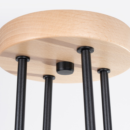 Kronleuchter Deckenleuchte 4x E27 Naturholz Schwarz Timbo Peach Puff SL.1669 Sollux