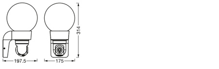 Gartenleuchte E27 Elevation Wandleuchte IP44 SMART+ WiFi mit Kamera und Kamera-Globus-Sensoren LEDVANCE