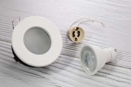 HALOGEN Einbaustrahler IP44, Deckenstrahler Badezimmer Weiß AQUS + LED GU10 36° 6W 3000K LUMILED